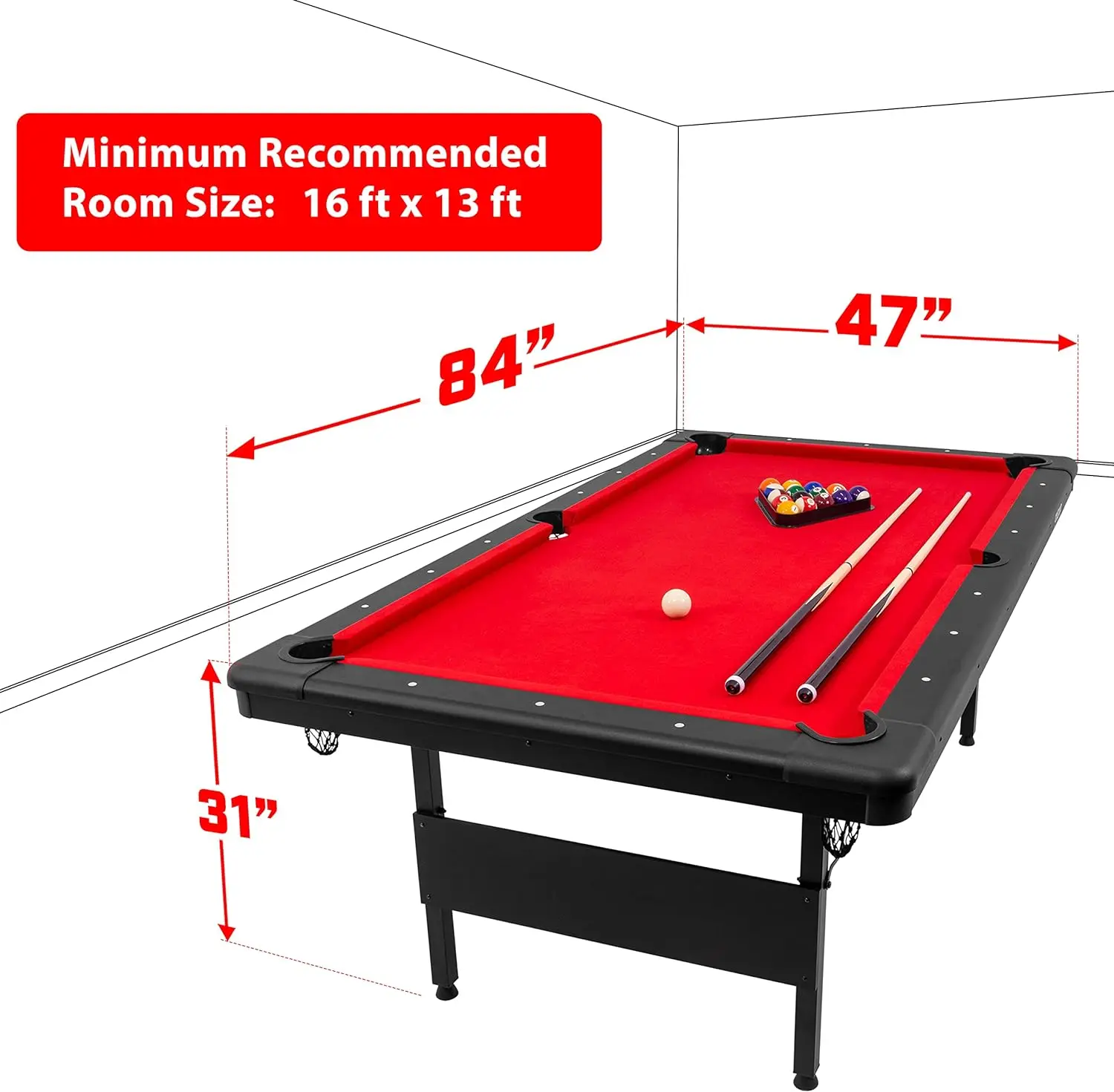 New 7FT Billiard Foldable Leg Table Clue Pool Game Table for Sale