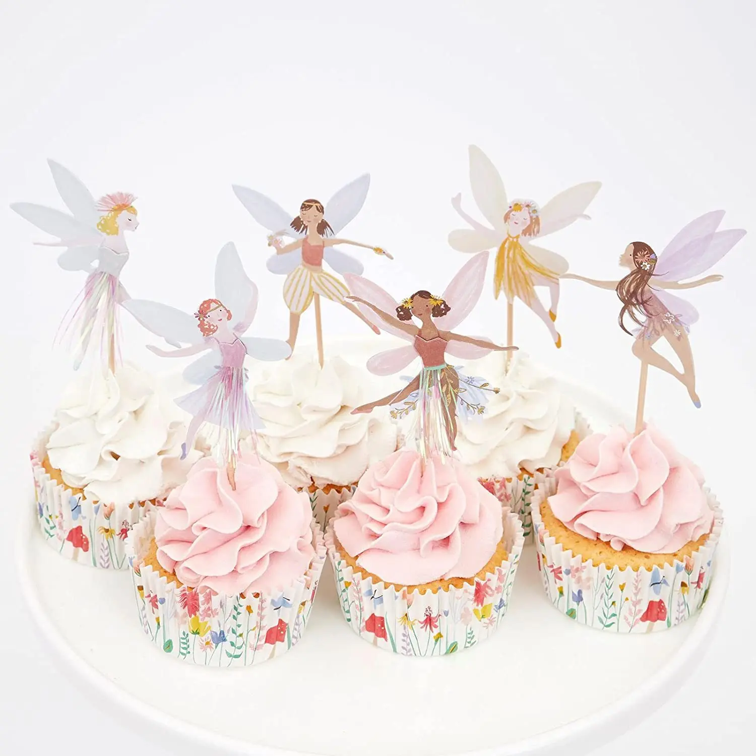 12Pcs Fairy Cake Topper Fairy Princess Cake Decorations Fairy Garden Birthday Party Decor Girl Baby Shower Supplies