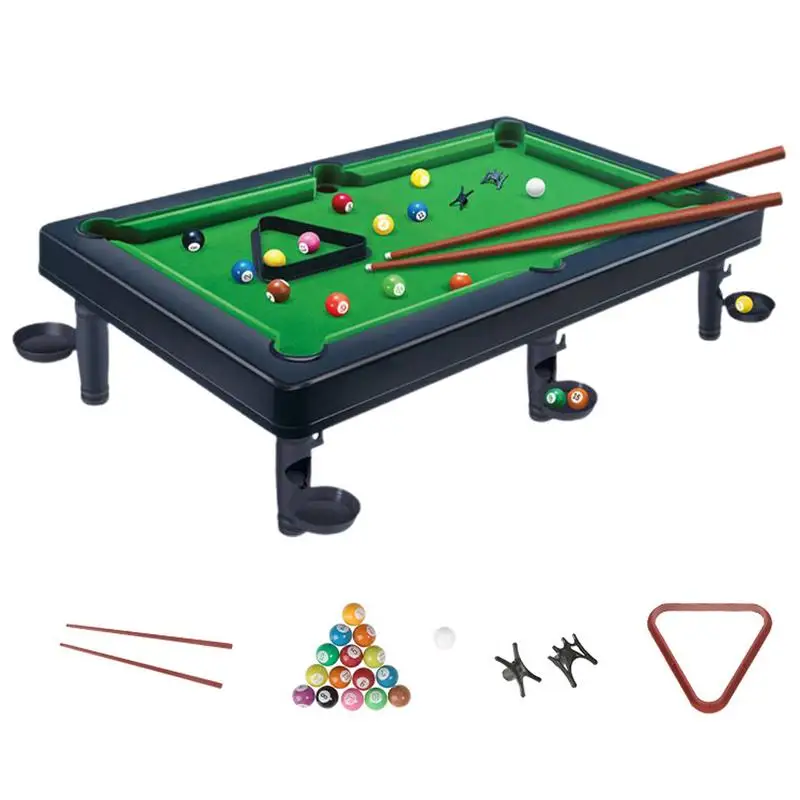 Billiards Pool Table Tabletop Pool Set Table Games Family Game Educational Toys Portable With Balls & Sticks For Kids