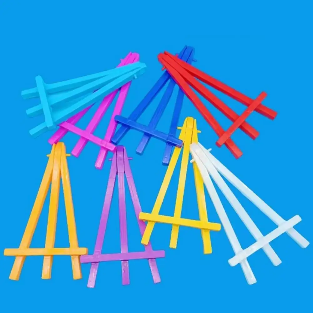 5Pcs Mini Triangle Easel Kids Painting Stand Kids Art Display Small Drawing Easel with Bright Colors Plastic Sketching