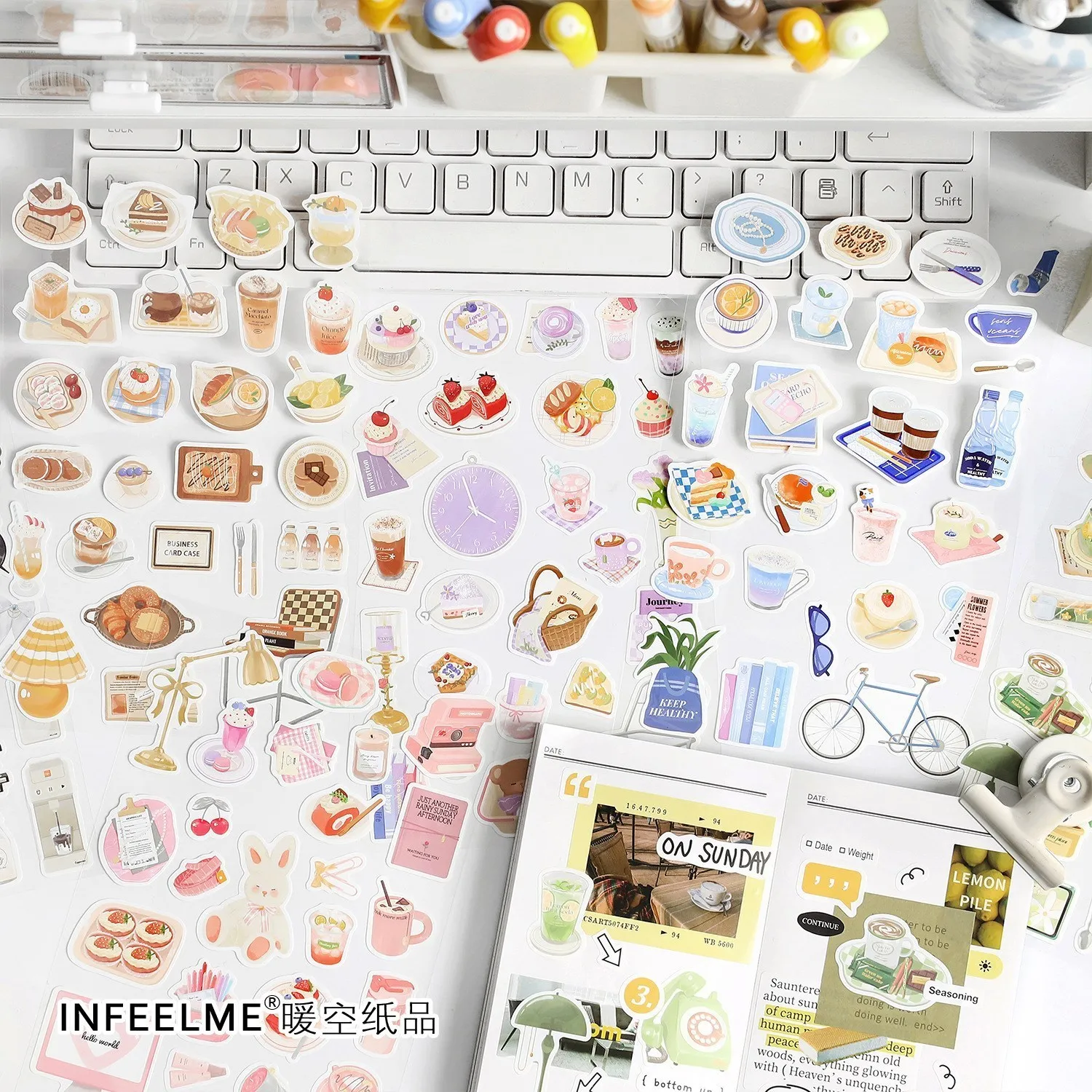 

Cartoon Cute Cakes drink food Sticker For Scrapbooking DIY Decorative Material Collage Journaling