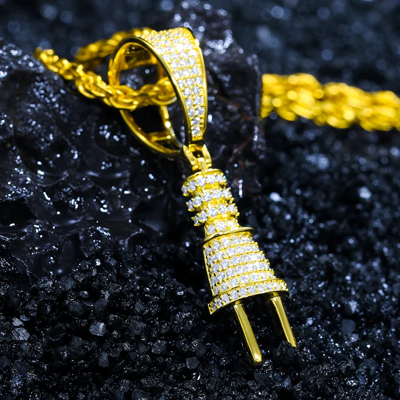 Men's Sterling Silver Bling Pendant Necklace
