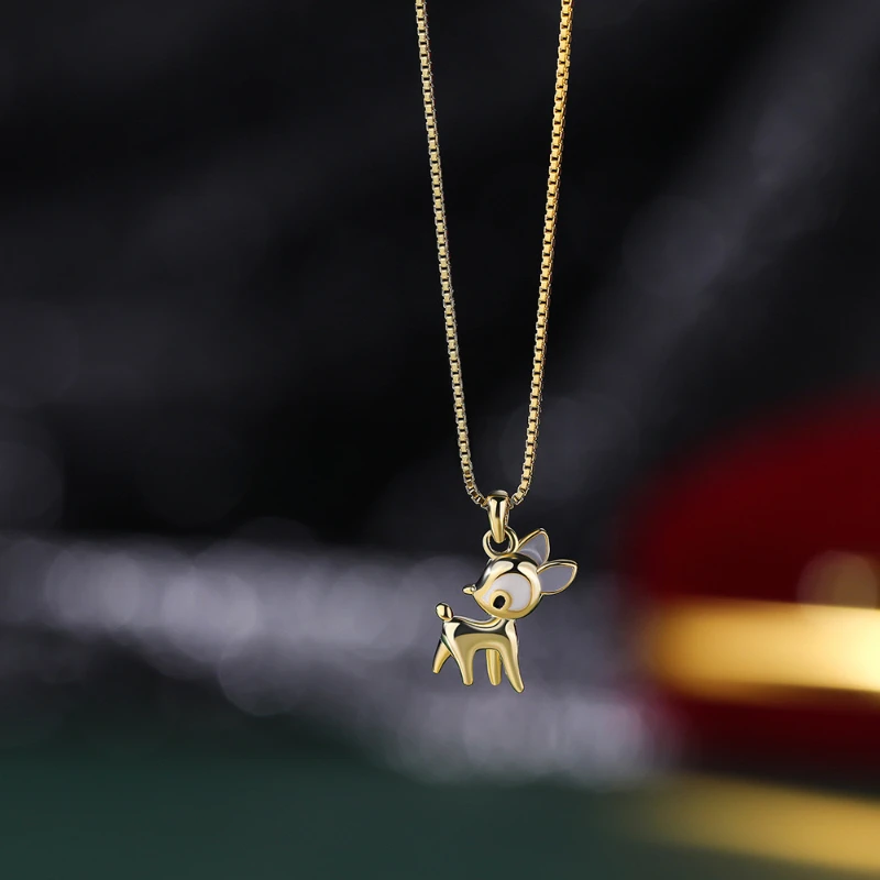 

S925 Sterling Silver Christmas Deer Women's Necklace Fashion Exquisite Party Birthday Jewelry Gift
