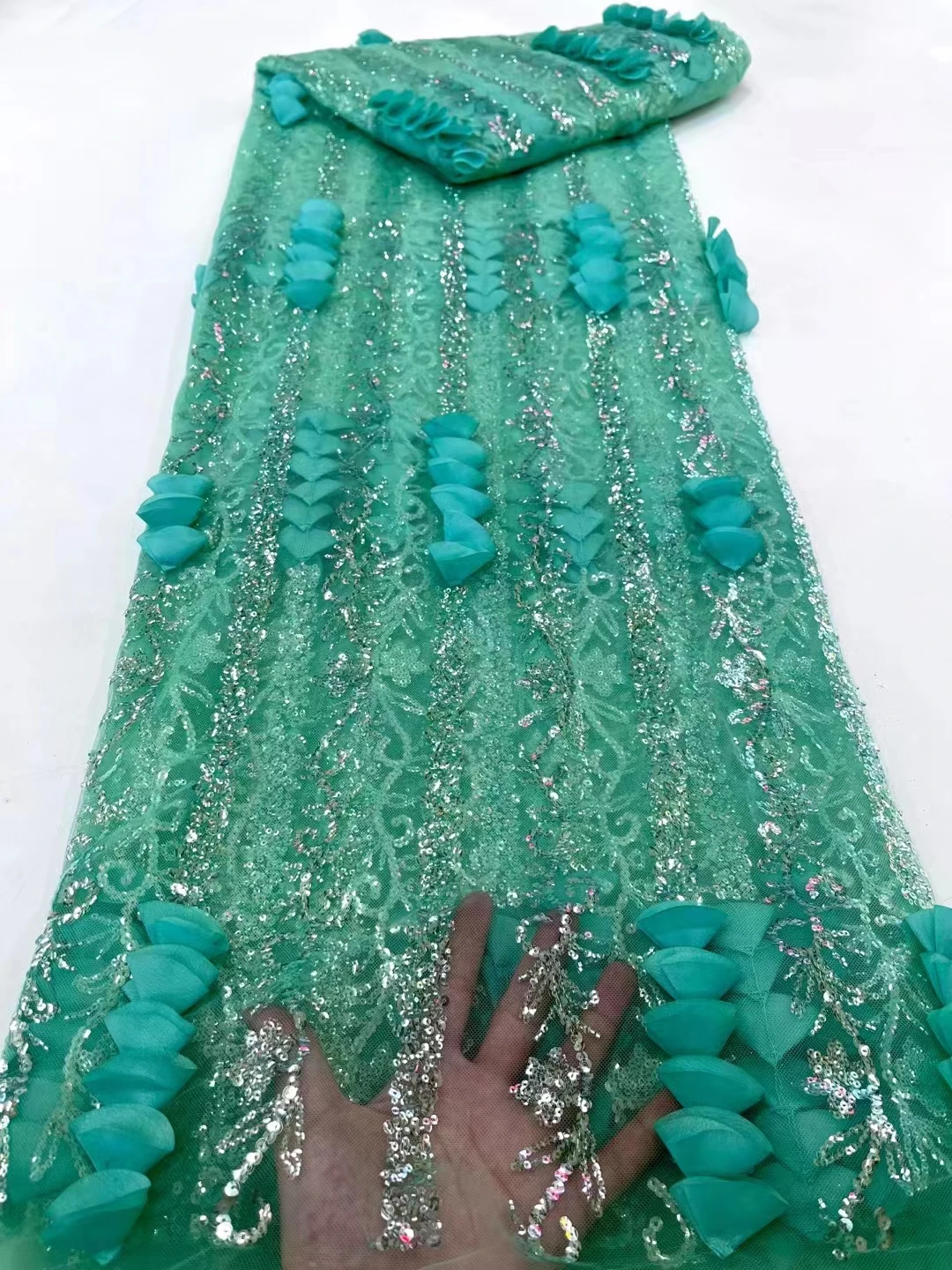 

Новинка, 3D аппликация, сетка, вертикальные полосы, вышитые бусины, ткань с блестками, высококачественные свадебные платья