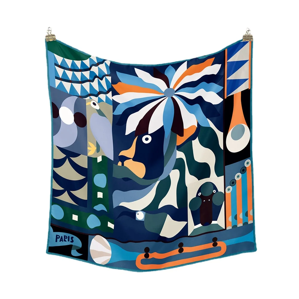 53cm Silk Square Scarf Women Satin Bandana Print Scarves Head Band Fashion Lady Hair Shawl Wrap Female Neckerchief Hijab 3