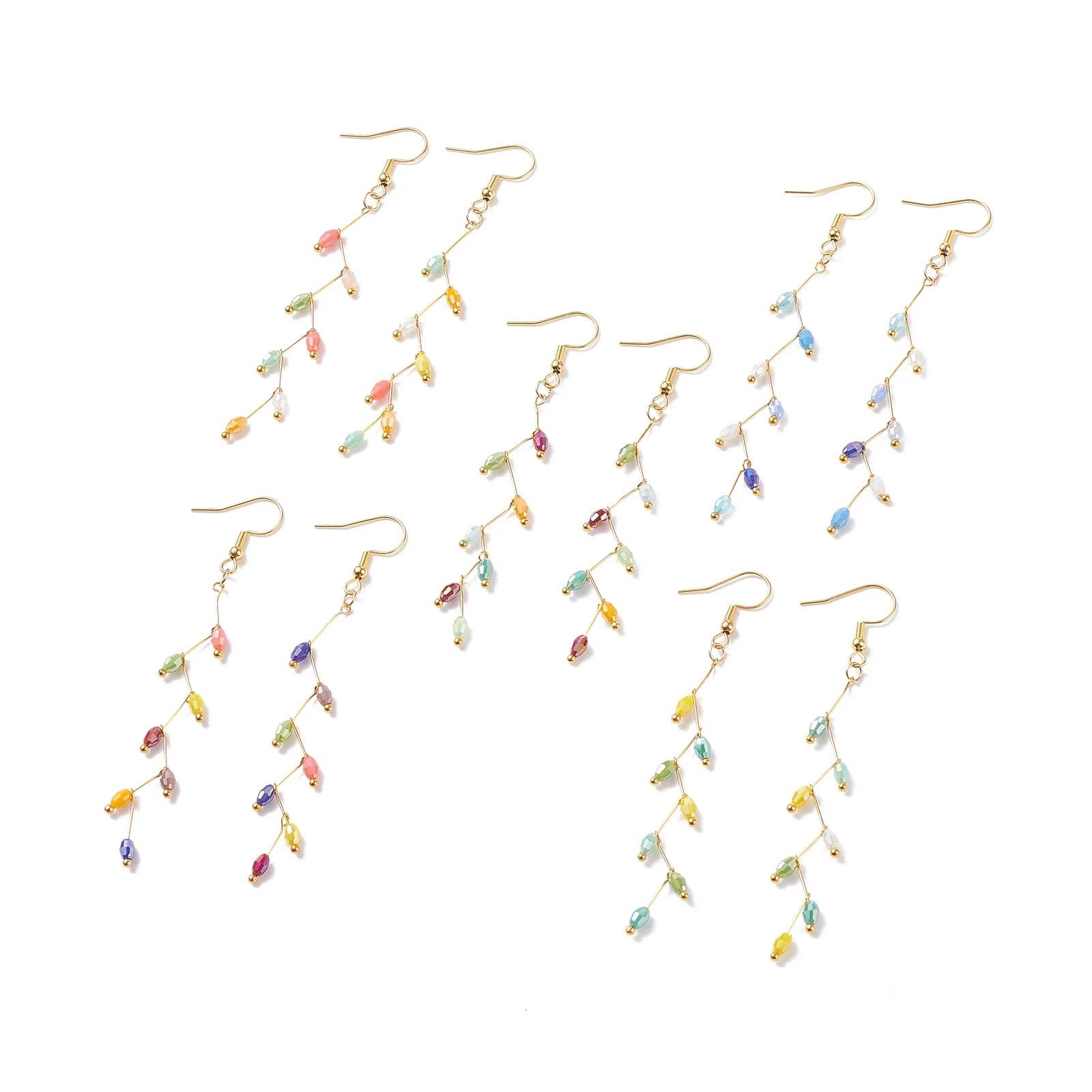 

Kissitty 30 Pairs Mixed Color Leaf Long Tassel Dangle Earrings For Women Wire Wrapped Earrings Jewelry Findings Gift