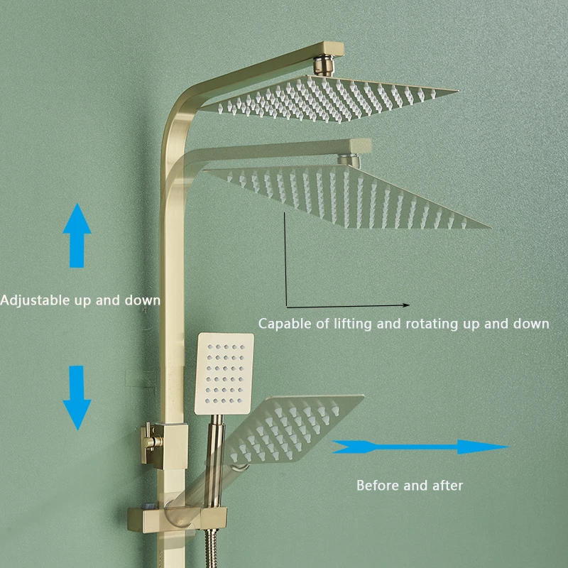 Bathroom 8" Rainfall Shower Faucet Bath Faucet Wall Mounted Swivel Bath Spout Shower Mixer Tap Set Mixer bathroom faucet,bathroom shower faucet set