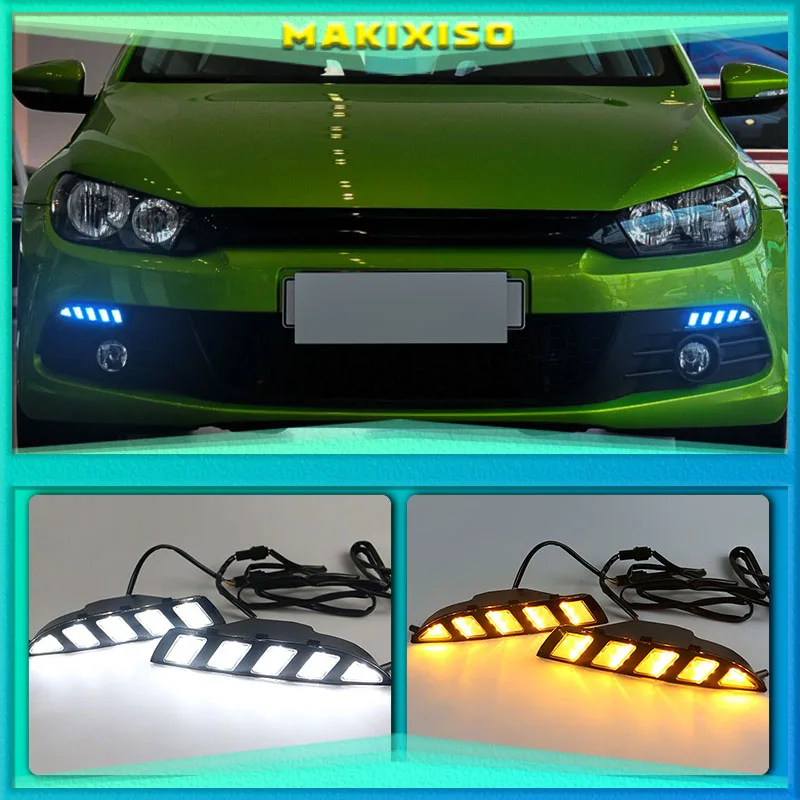 

For Volkswagen Scirocco 2011 2012 2013 2014 2015 Yellow Turn Signal style Relay Waterproof 12V Car LED DRL Daytime Running Light