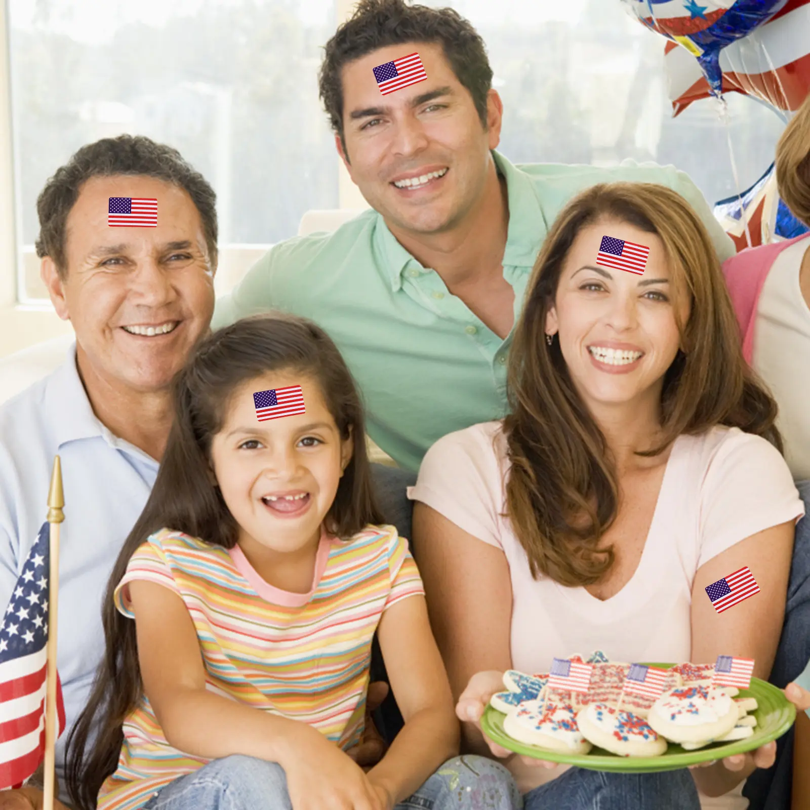 1롤 미국 국기 스티커 프리미엄 종이 소재 쉽게 떼어 붙일 수 있는 잔여물 없는 스티커 플래너, 노트북, 물병, 자동차, 여행 가방용