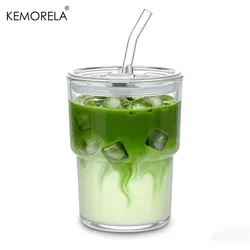 Premium 380ML Glass Tumblers with Lid & Straw for Hot and Cold Beverages | Set of 1 or 2 (1PCS)