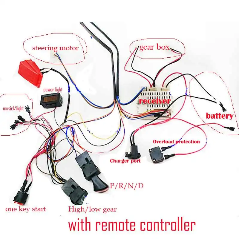 

wellye Child electric car DIY accessories wires RECEIVER REMOTE controller toy car full set of parts for kids ride on 12V 2.4G