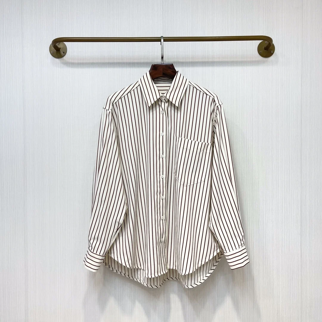 

Striped layered long-sleeved shirt neatly tailored casual and comfortable 2023 summer new hot