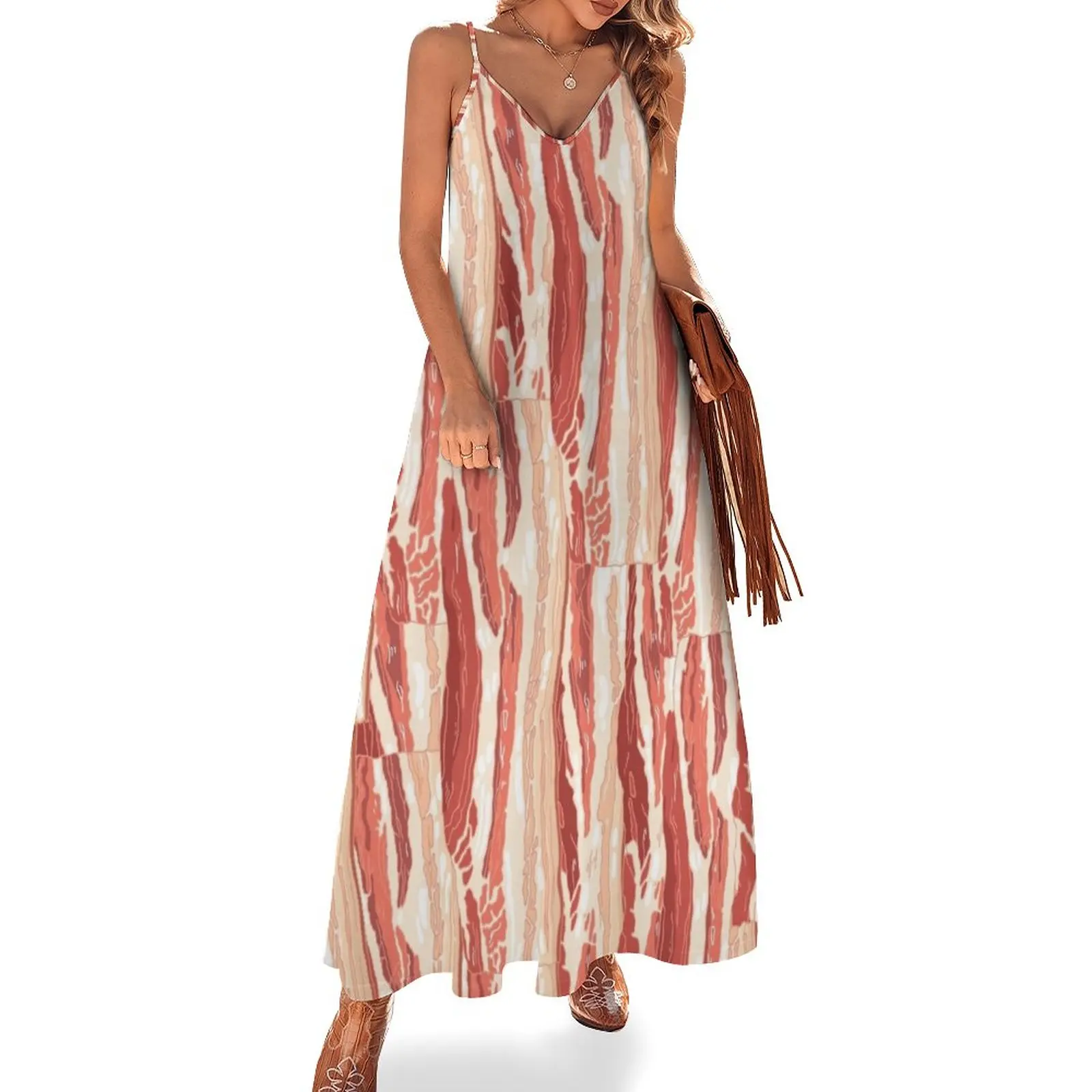 

Bacon pattern Sleeveless Dress women's summer dresses 2024 Long veiled dresses