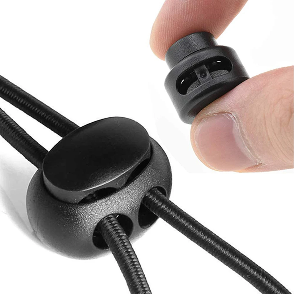 50pcs Plastic Cord Locks Single Double Hole Spring Stop Toggle Stoppers for  Drawstrings Shoelaces Bags DIY