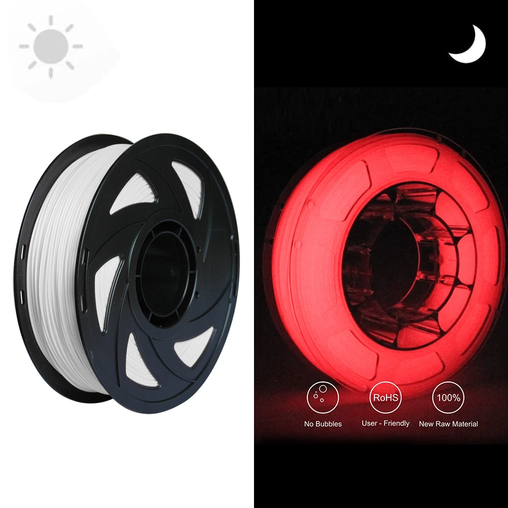 

1.75mm 3D PLA Filament 3D Printer Materials Glowing White to Red Green Rainbow Filaments Glow In The Dark Luminous Filament