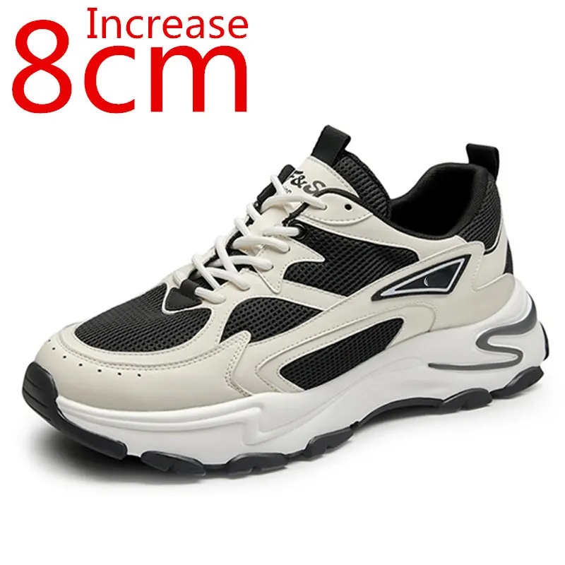 

Height Increasing Shoes Men Spring/Summer Hollow Out Sports Dad Shoes Men Breathable Invisible Elevated 8cm Casual Shoes for Men