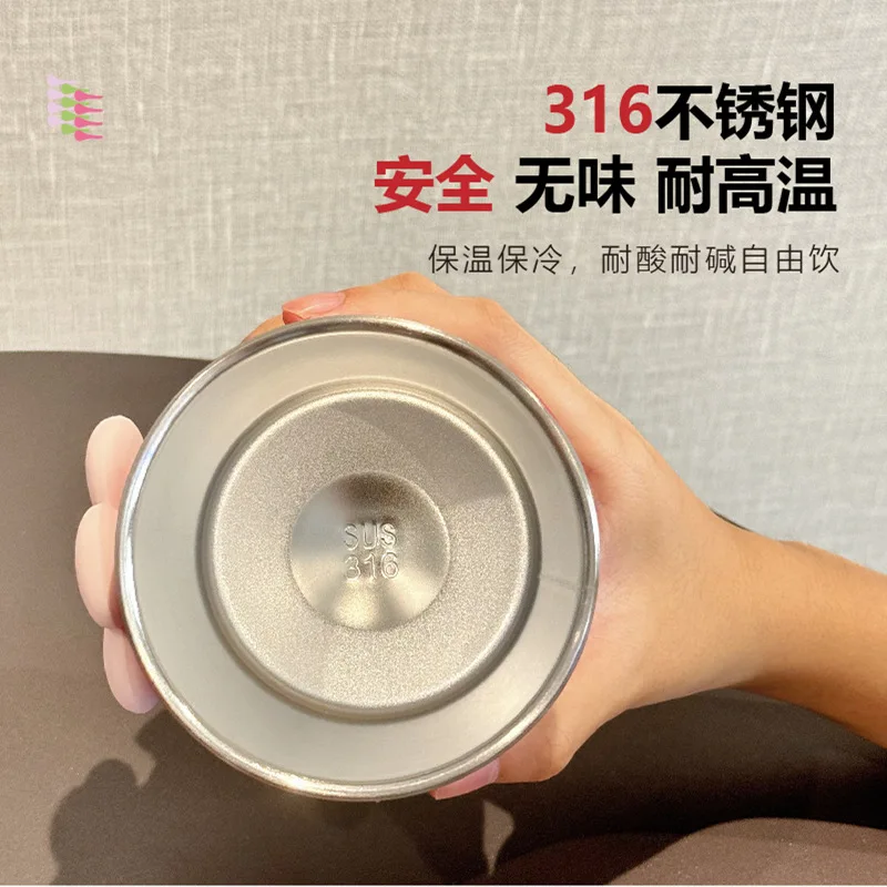 Mini Stainless Steel Thermos Cup Portable Coffee Cup 400ml for Girls Office Water Cup