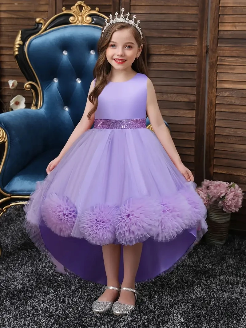 thumbnail image 1 of Girls Princess Dress Sleeveless Sequin Mesh Tutu Dress Performance Dress Wedding Flower Girls Dress For Evening Birthday #2038, 1 of 4