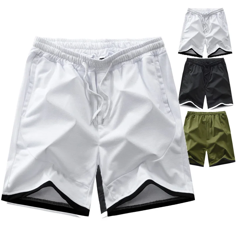 Summer Casual Loose Large Versatile New Men's Pure Color Cotton Shorts Youth Popular High waist Men's Beachwear