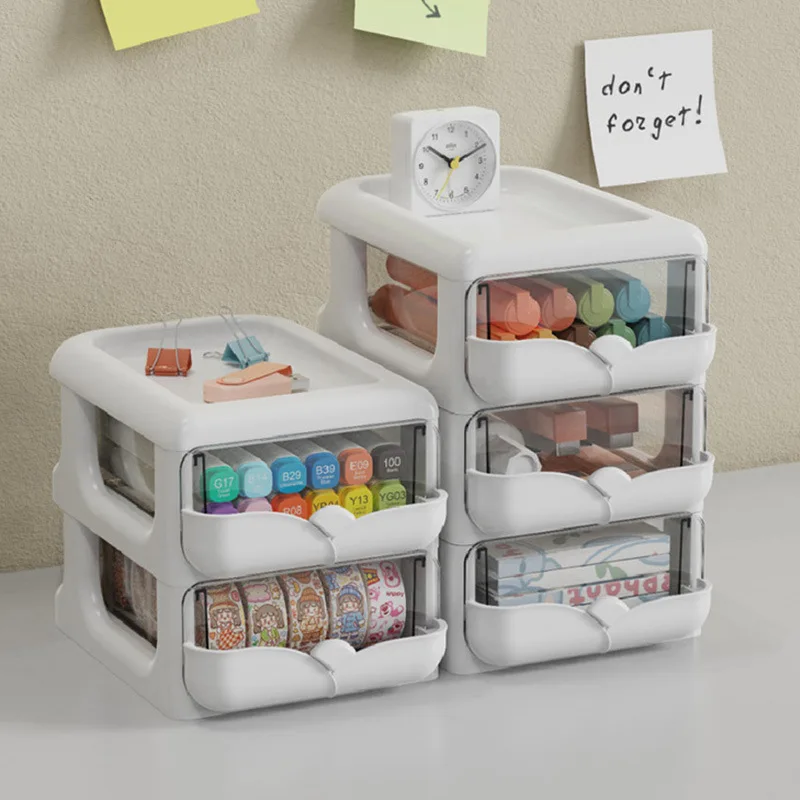 

Desktop Makeup Storage Box Drawer Type Pen Holder Office Storage Holder Dormitory Rack PP Plastic Sundries Finishing Box Cute