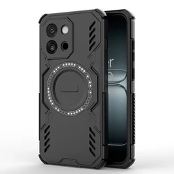 Breathable Heat Dissipation Magnetic Phone Case with Shockproof TPU Frame and Plastic Cover for OnePlus 13T (Black)