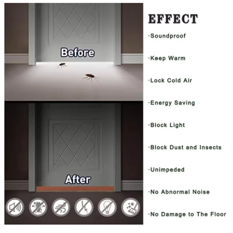 Enhanced Draft Excluder Door Seal – Brush Rubber 4-In-1 Weatherproof Strip