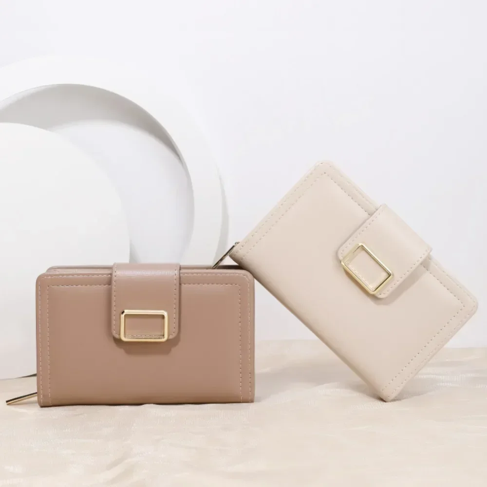 Multiple Card Positions Wallet New Korean Style PU Handheld Bag Solid Color Coin Purse Women Slimwallet 4