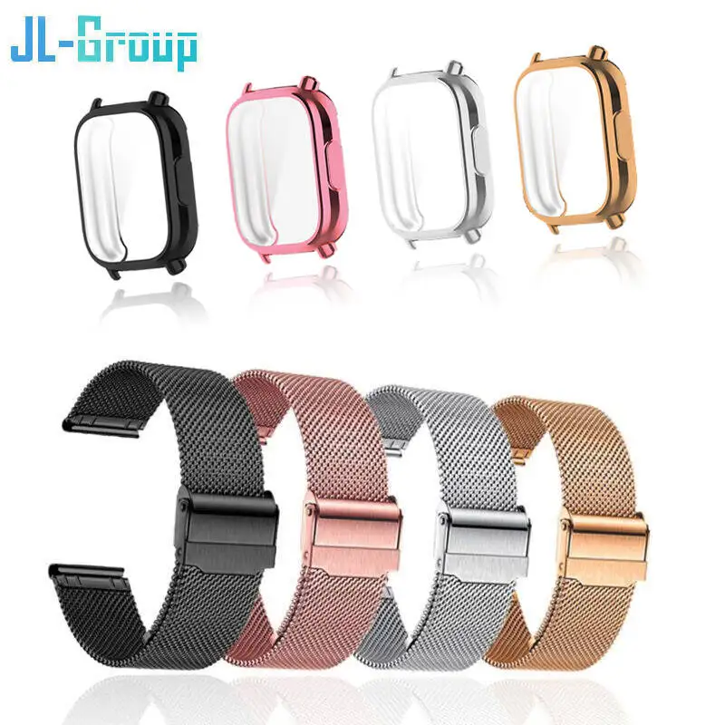 Enhanced Metal Strap with Case and Screen Protector for Active Bands and Lite Watchbands Bracelet