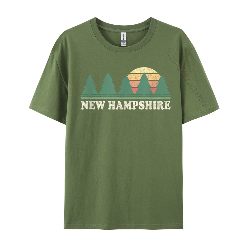 Classic Coupons Printed On Tops T Shirt Round Neck Summer Fall Cotton Short Sleeve T Shirts for Male Europe T-Shirt New Hampshire NH Vintage Retro 70s armygreen