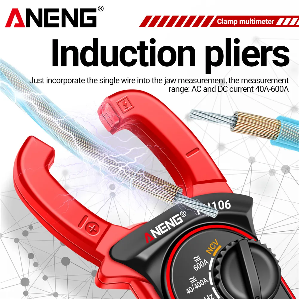ANENG PN106 Clamp Meter Multimeter AC/DC Voltage Current Resistance Capacitor NCV Induction True RMS Electrician Meter Test Tool