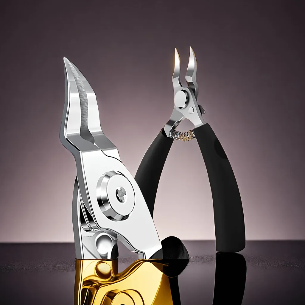 Stainless Steel Toenail Clippers for Thick & Ingrown Nails - Concave Edge Curved Blade, 30° Sharp Precision Trimming