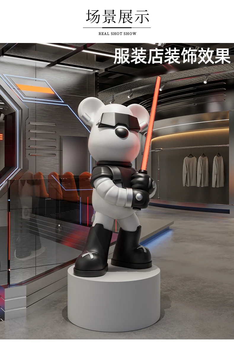 Cool Lightsaber Violent Bear Floor Ornaments Light Luxury Living Room TV Cabinet Decoration Home Ornaments Sculpture