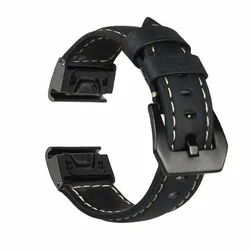 Premium Genuine Leather Quickfit 26mm Release Strap for 26mm (Black Black)