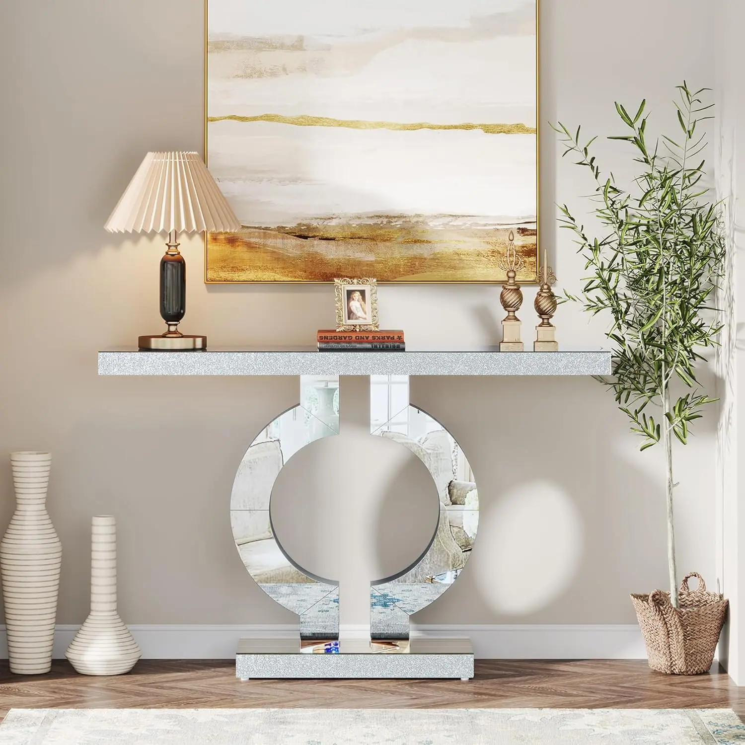 ORBION Silver Mirror Console Table - packaging/assembly