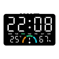 Wall - Mounted Multifunctional LED Digital Clock with Temperature Display (Black - White)