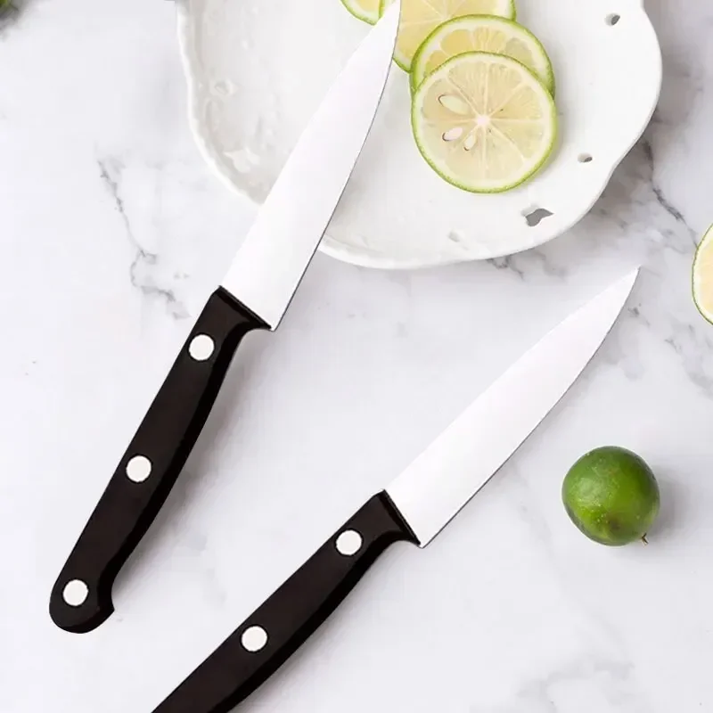 Black Fruit Knife Set - Professional Chef Knives Sharp  Portable Anti-Rust Anti-Stick