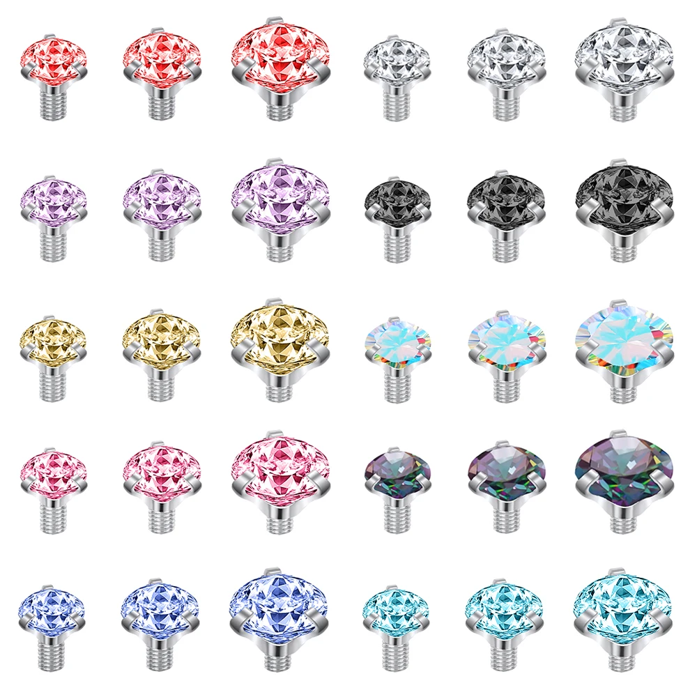 Zs 16G 1Pc Crystal Dermal Anchor Top In Acciaio Inossidabile Skin Diver Surface Piercing Jewelry Wome Micro Dermal Piercing Base Dermica
