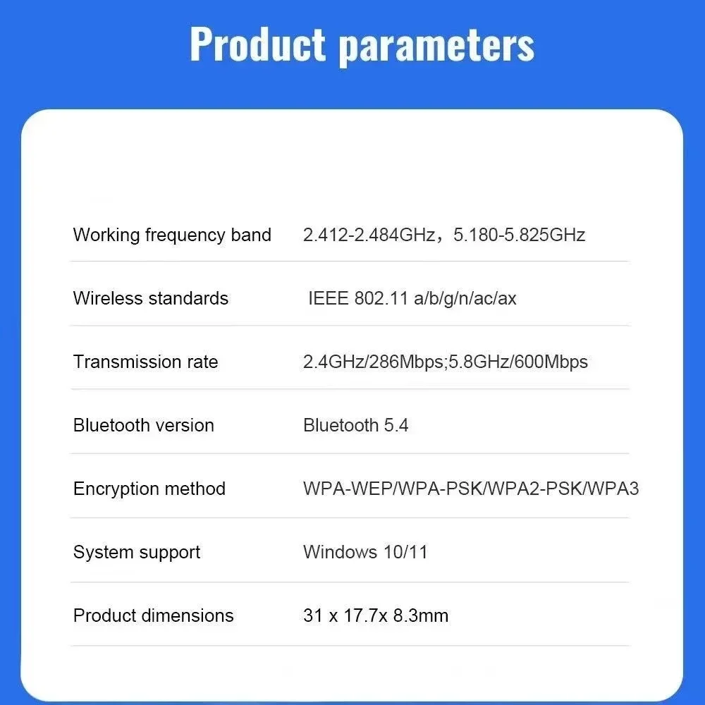 AX900 USB WiFi 6 블루투스 5.4 어댑터 2in1 동글 듀얼 밴드 2.4G & 5GHz USB 네트워크 무선 Wlan 수신기