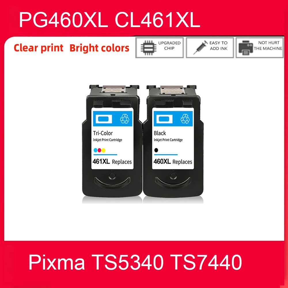 

einkshop For Canon PG 460 CL 461 pg-460 cl-461 Compatible Ink Cartridge For Canon 460XL 461XL PG460 Pixma TS5340 TS7440 Printer