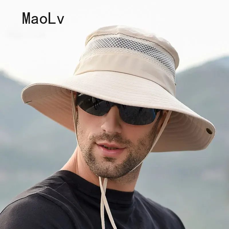 Hat Men Summer Quick Dryng Sun Protection Breathable Fisherman Hat Outdoor Sunshade Fishing Hiking Safari Bucket Hats for Men