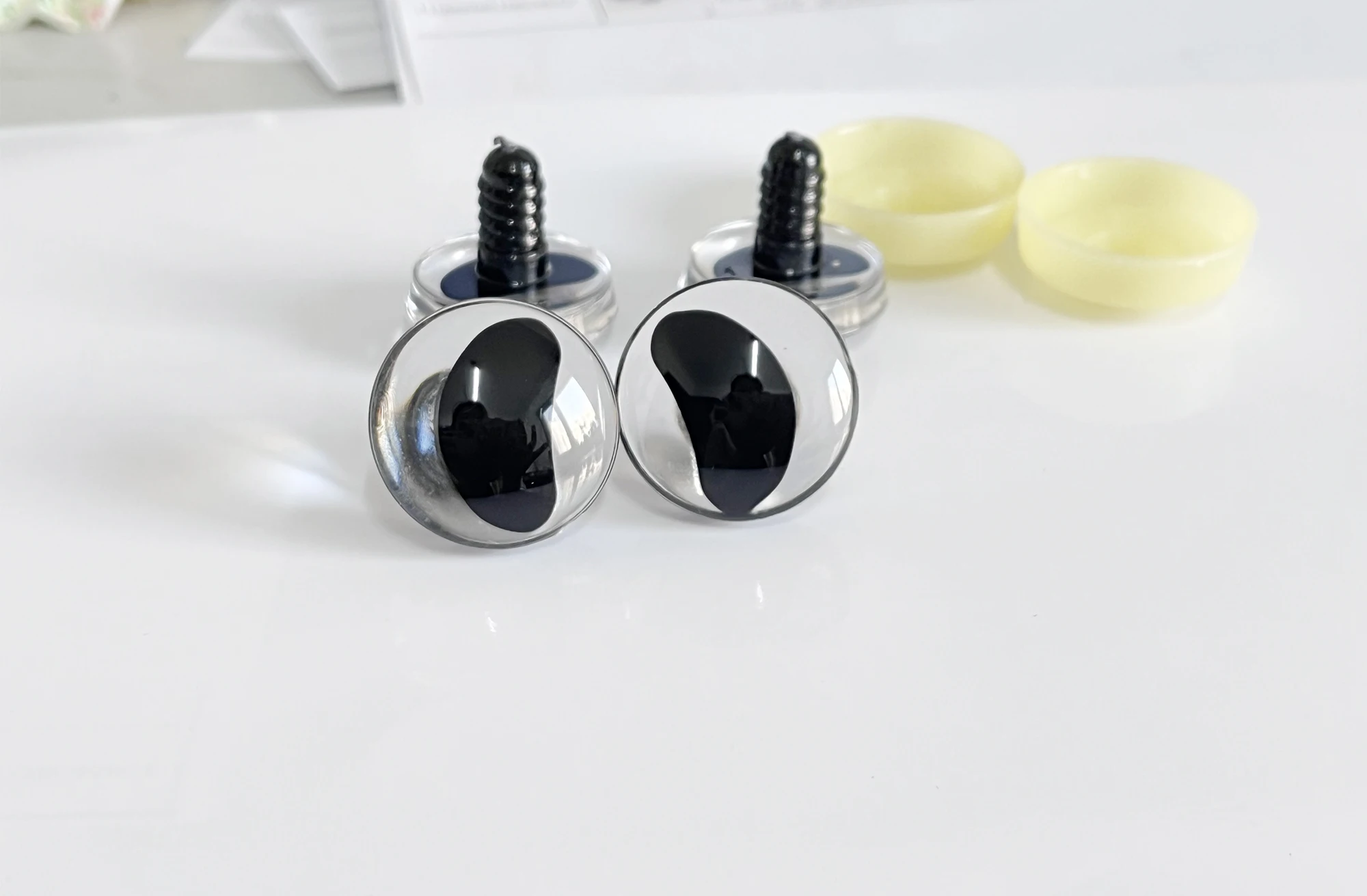 Masckavalzem-Clear 3D Comical Eyes com Lavadora Dura, Clear Black Pupil, Toy Eyes, New Hot Sale, 25mm