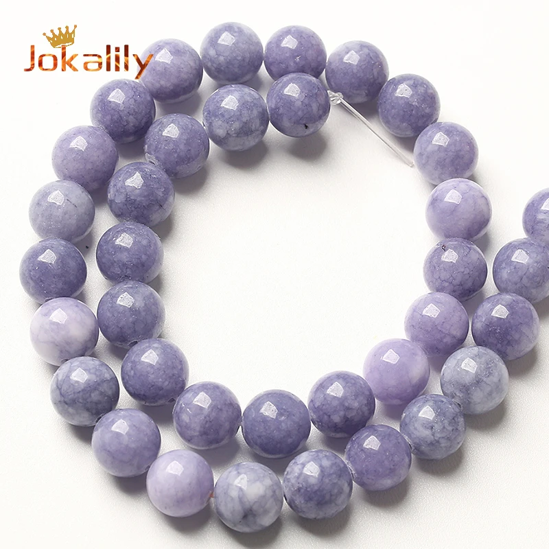 Natural lavender Angelite Stone Beads Purple Jades Round Loose Beads For Jewelry Making DIY Bracelets Necklace 4 6 8 10 12mm 15