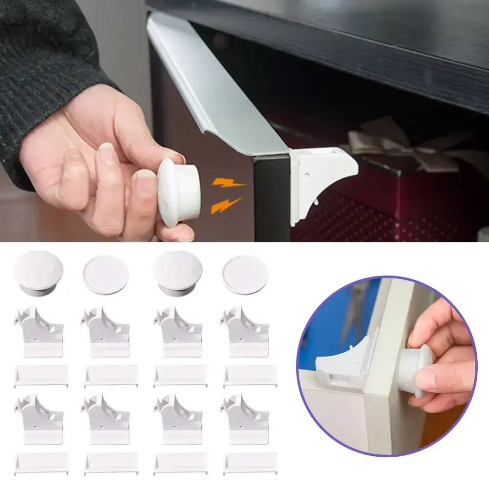 Cabinet Door Lock Drawer Lock Cabinet Magnetic Catch Magnetic Children's Lock Ideal Drawer & Cabinet Door Safety For Babies Toddlers & Children