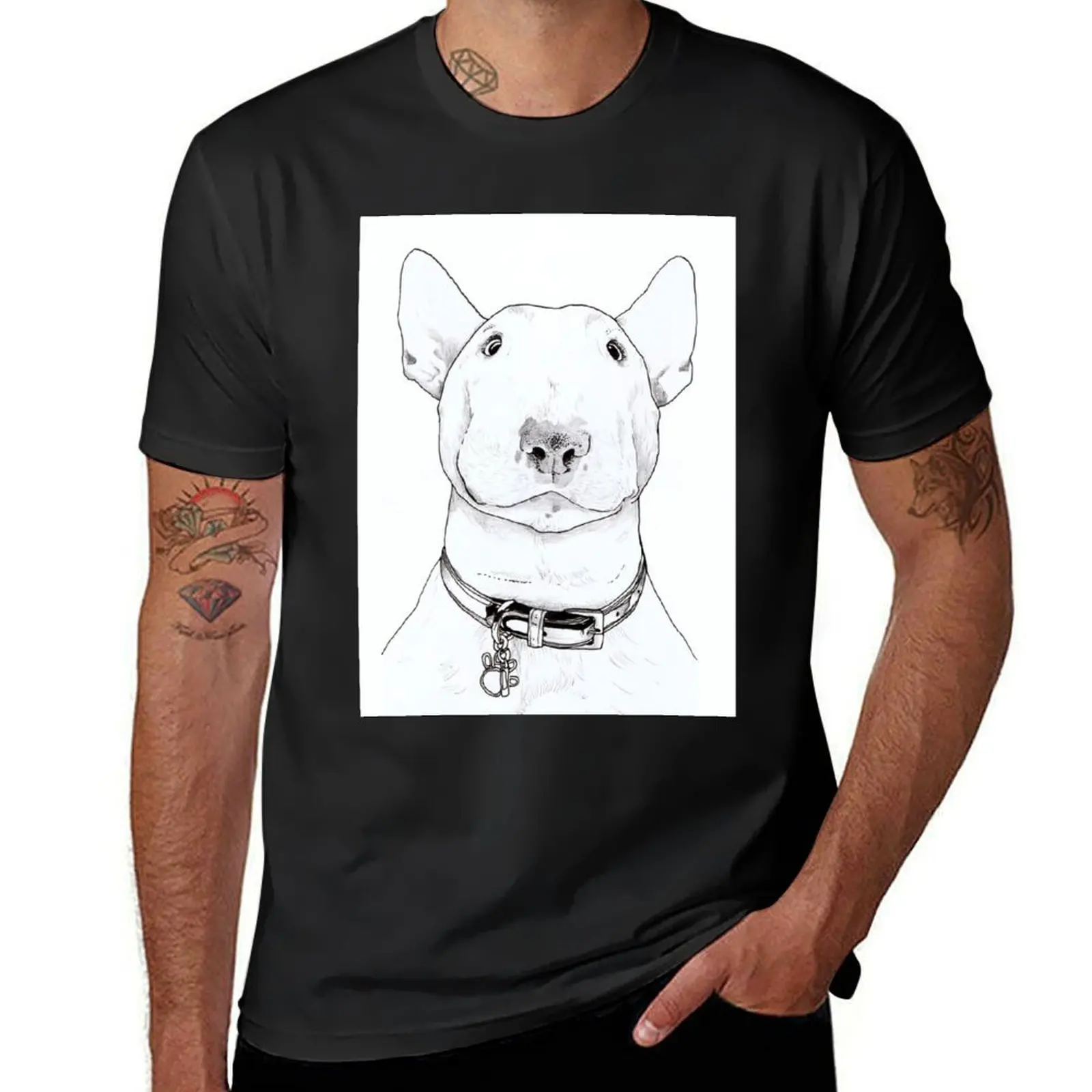English Bull Terrier Illustration T-Shirt oversizeds cute clothes plus sizes mens champion t shirts