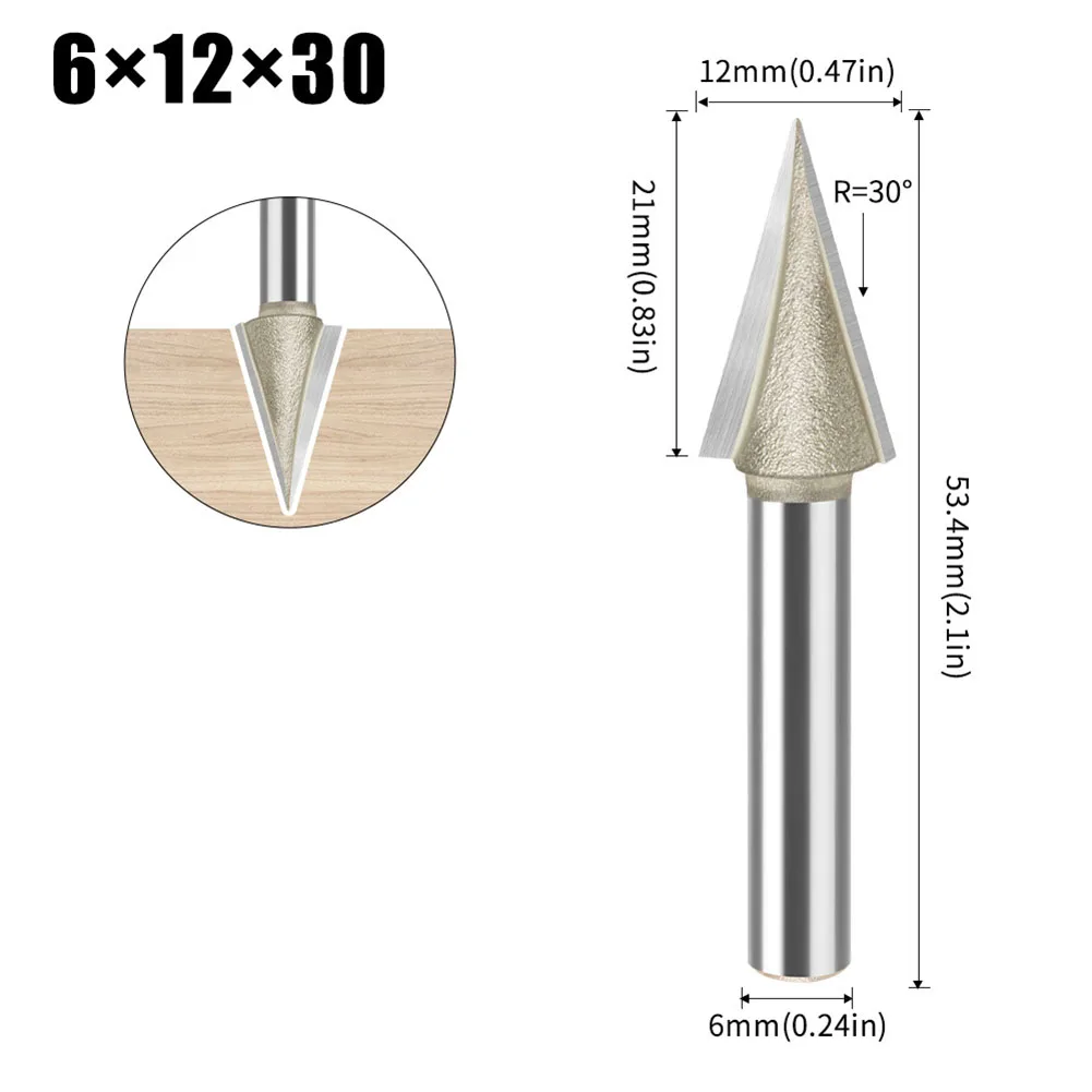 Carbide V Bit 30 Degree V Shaped Engraving Router Bit with 1/4 or 6mm ...