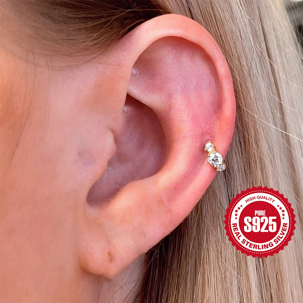 Aide 925 Sterling Silber Sechs-Klauen Große Runde Zirkon Gold Hoop Schnalle Piercing Ohrringe Für Frauen Luxus Edlen Schmuck party Geschenk – Detail 3