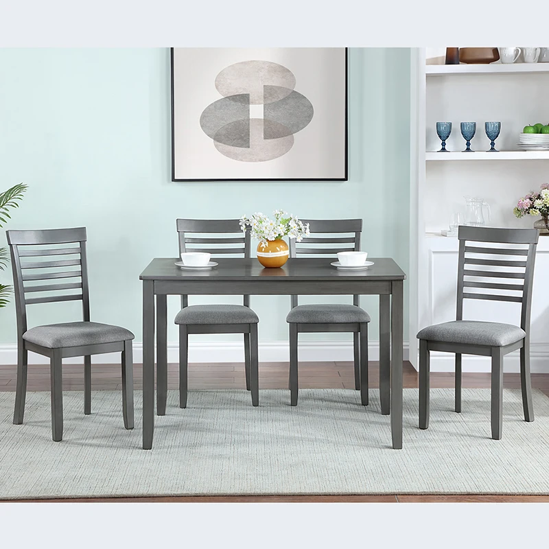 Modern Gray Dining Set with Upholstered Chairs