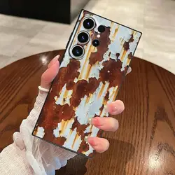 Vintage - Style Black Soft Phone Cover in Retro Rust Design - Galaxy S20 FE (Mix01)