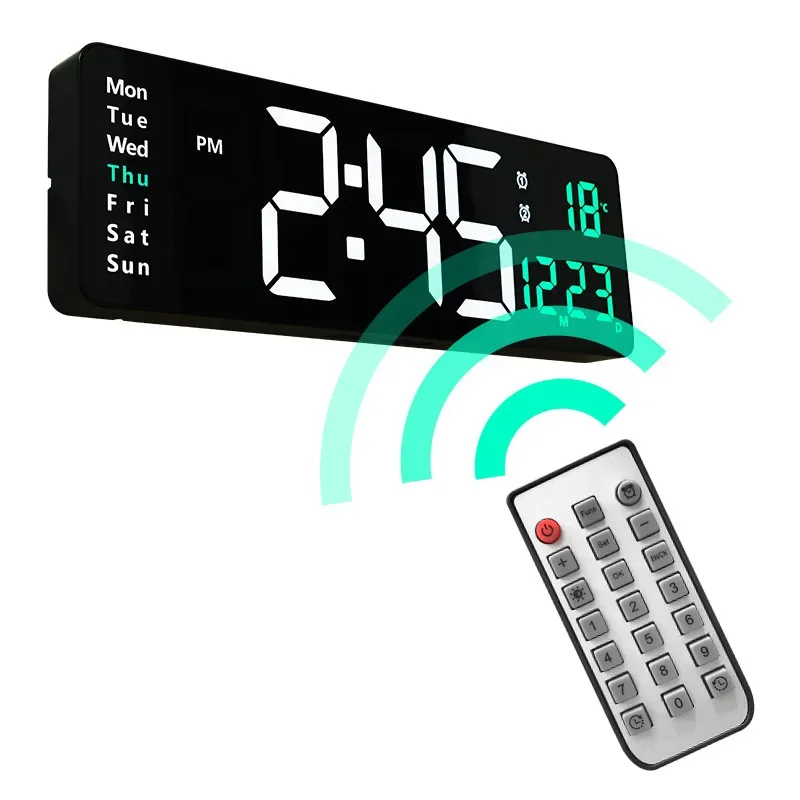 Digital Wall Clock Creative Number Color Nightlight Temperature Calendar Alarm Clock LED Large Number Electronic Backlight Home Decor