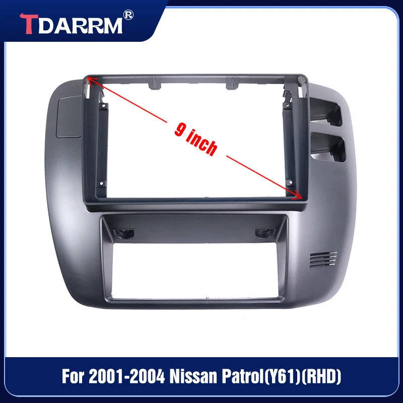 Façade D'autoradio 2 DIN 9 Pouces Pour Nissan Patrol Y61 (1997-2006) - Cadre De Montage Tableau De Bord (version Bois)